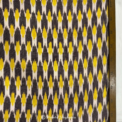 Black Yellow Ikkat Fabric
