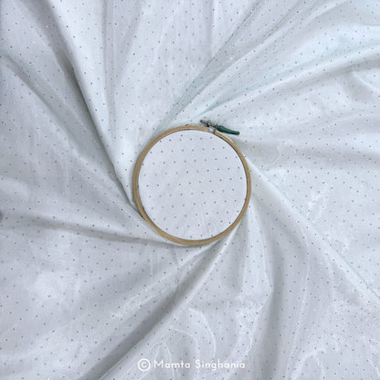 Light Blue Embroidered Net Fabric