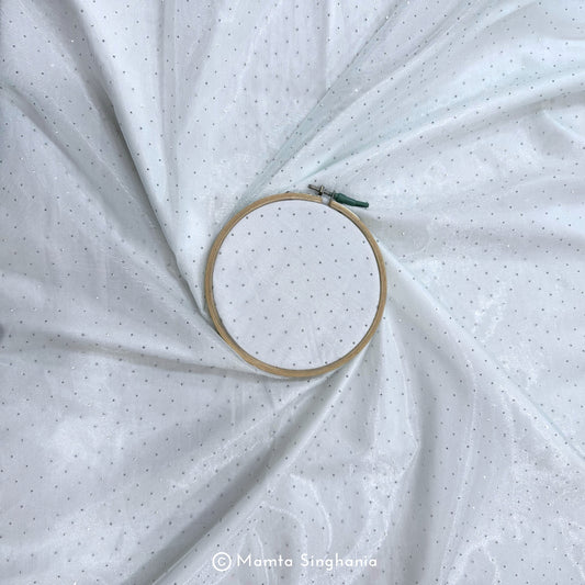 Light Blue Embroidered Net Fabric