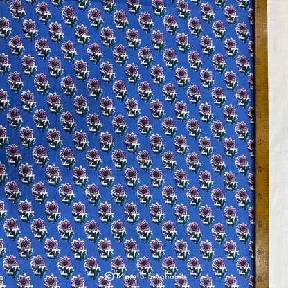 Blue Floral Printed Cotton Fabric