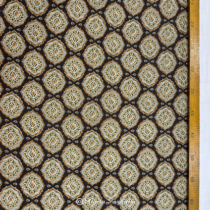 Black and Yellow Abstract Printed Cotton Fabric