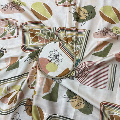 Floral Abstract Printed Modal Satin Fabric