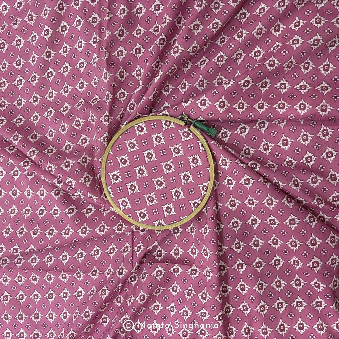 Onion Pink Abstract Printed Cotton Fabric