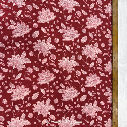 Red Floral Printed Cotton Fabric