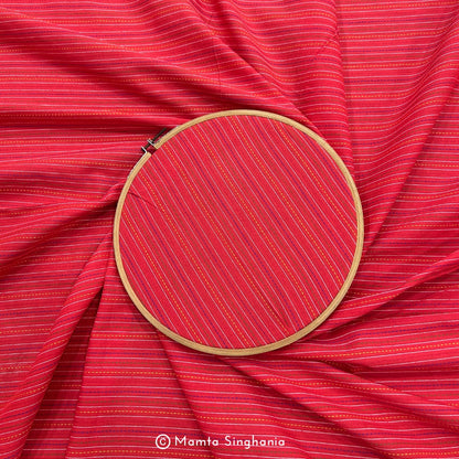 Red Stripes Handloom Cotton Fabric