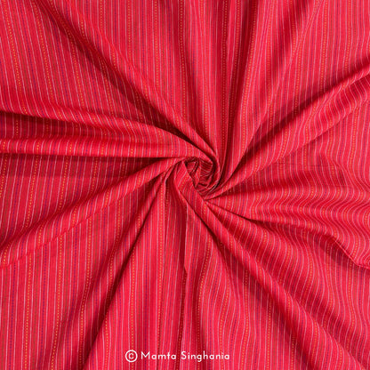Red Stripes Handloom Cotton Fabric