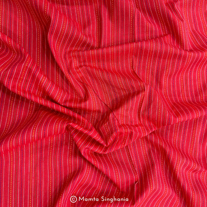 Red Stripes Handloom Cotton Fabric