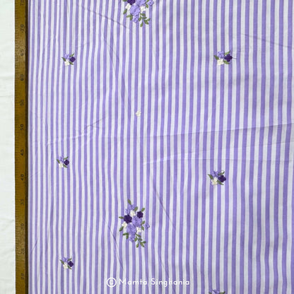 Light Pastel Purple Floral Embroidered Mul Cotton Fabric 56"