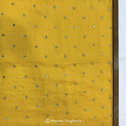 Yellow Embroidered Chiffon Fabric