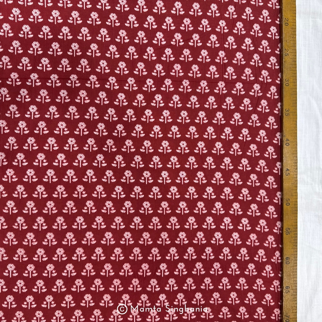 Red Floral Printed Cotton Fabric