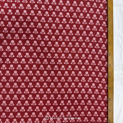 Red Floral Printed Cotton Fabric