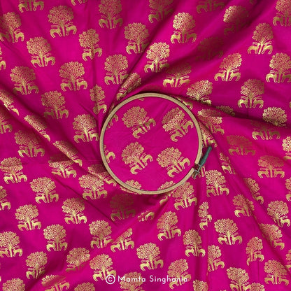 Hot Pink Banarasi Brocade Katan Silk Fabric