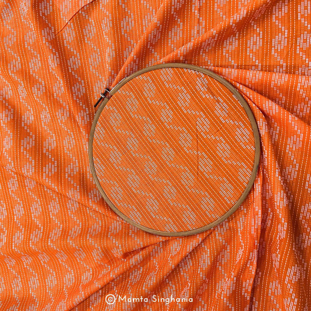 Orange Handloom Cotton Fabric