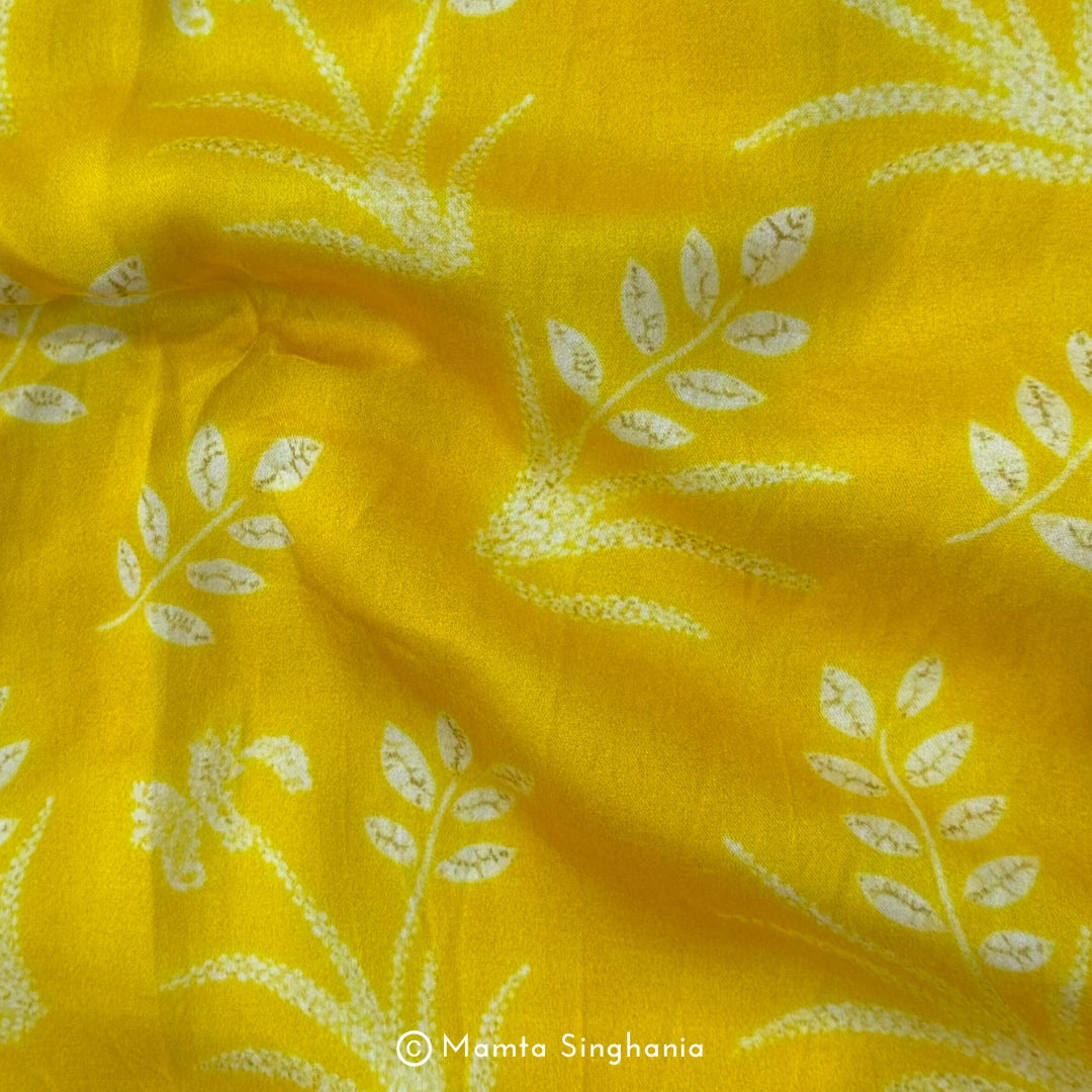 Yellow Shibori Printed Modal Satin