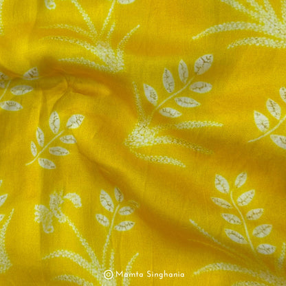 Yellow Shibori Printed Modal Satin