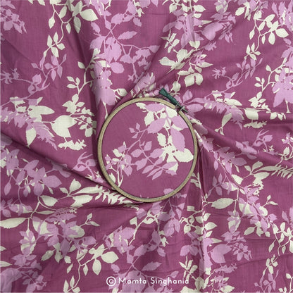 Pale Onion Pink Floral Printed Cotton Fabric