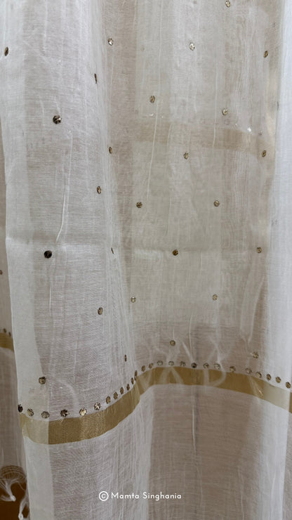 White Semi-stitched Mukaish Suit Set