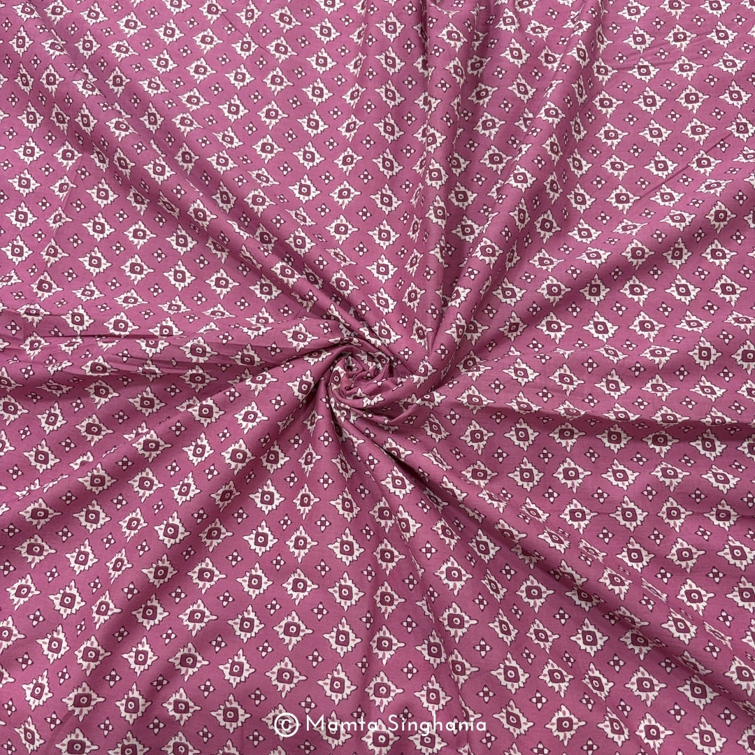 Onion Pink Abstract Printed Cotton Fabric