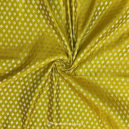 Yellow Banarasi Brocade Katan Silk Fabric