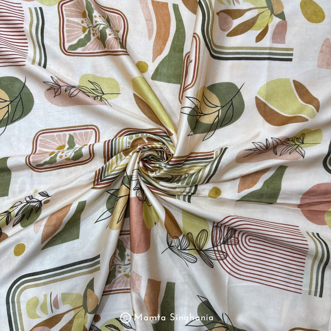 Floral Abstract Printed Modal Satin Fabric