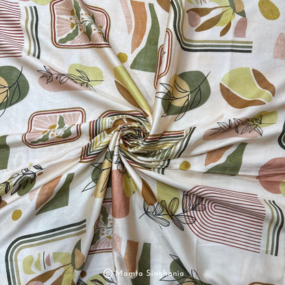 Floral Abstract Printed Modal Satin Fabric