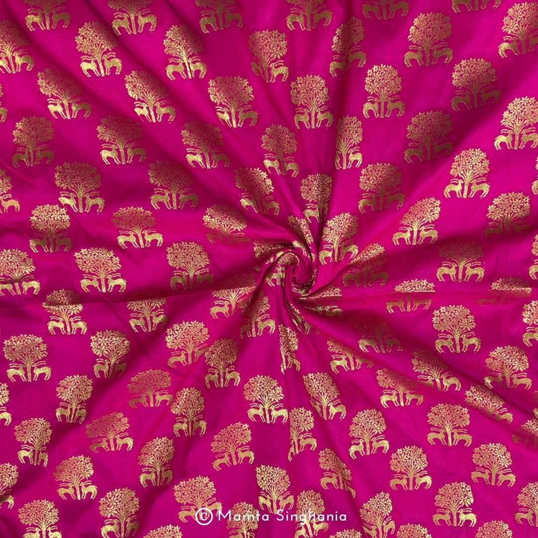 Hot Pink Banarasi Brocade Katan Silk Fabric