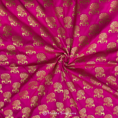 Hot Pink Banarasi Brocade Katan Silk Fabric