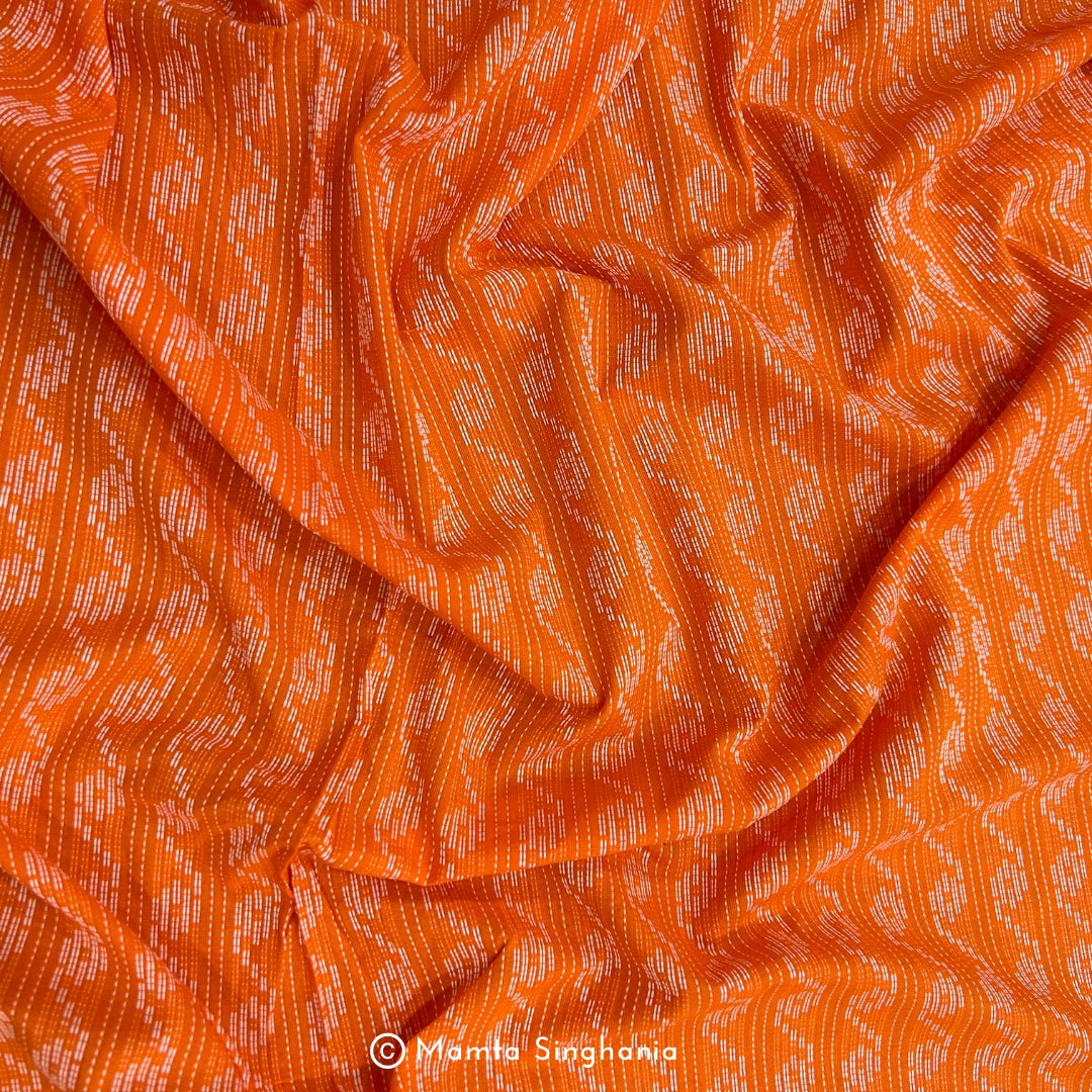 Orange Handloom Cotton Fabric
