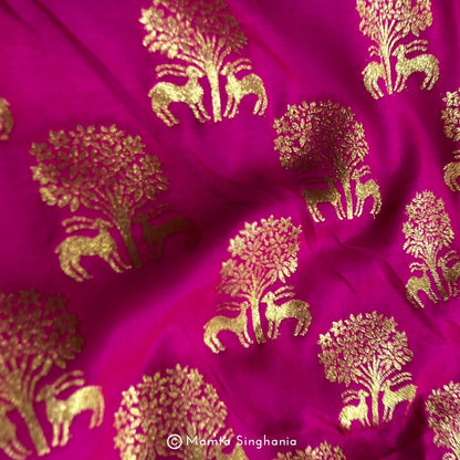 Hot Pink Banarasi Brocade Katan Silk Fabric