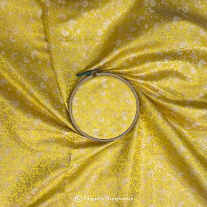 Yellow Banarasi Brocade Katan Silk Fabric