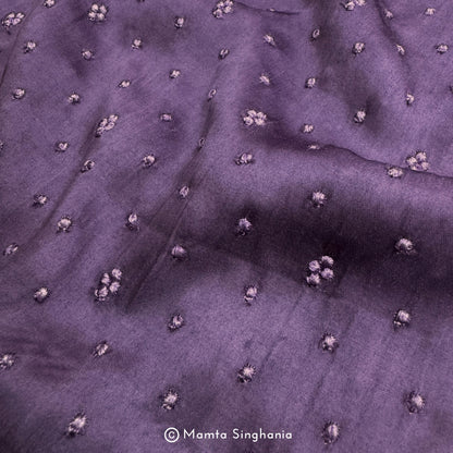 Eggplant Purple Embroidered Modal Satin Fabric