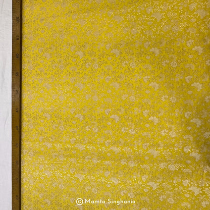 Yellow Banarasi Brocade Katan Silk Fabric