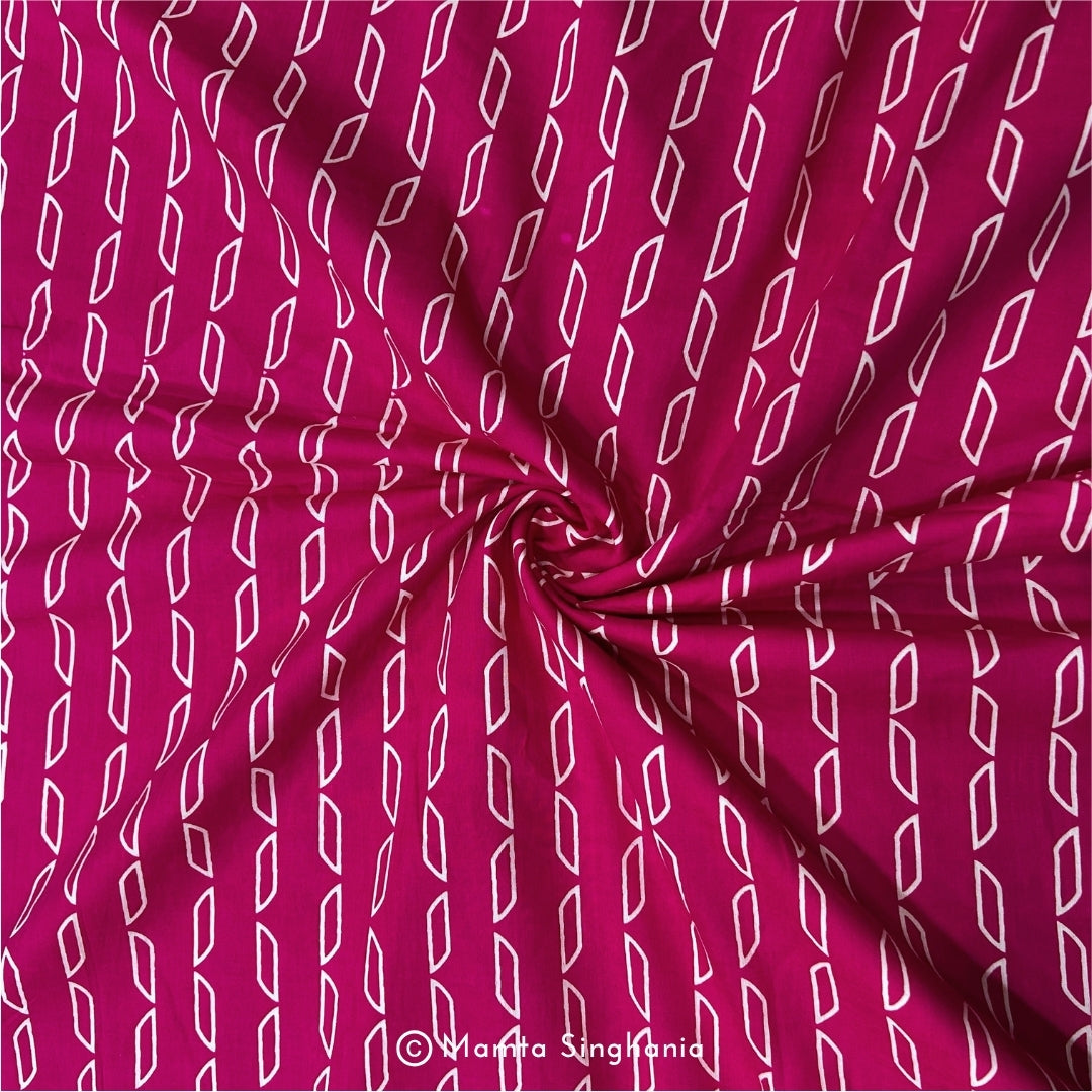Rani Pink Abstract Printed Cotton Fabric