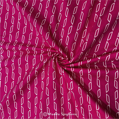 Rani Pink Abstract Printed Cotton Fabric