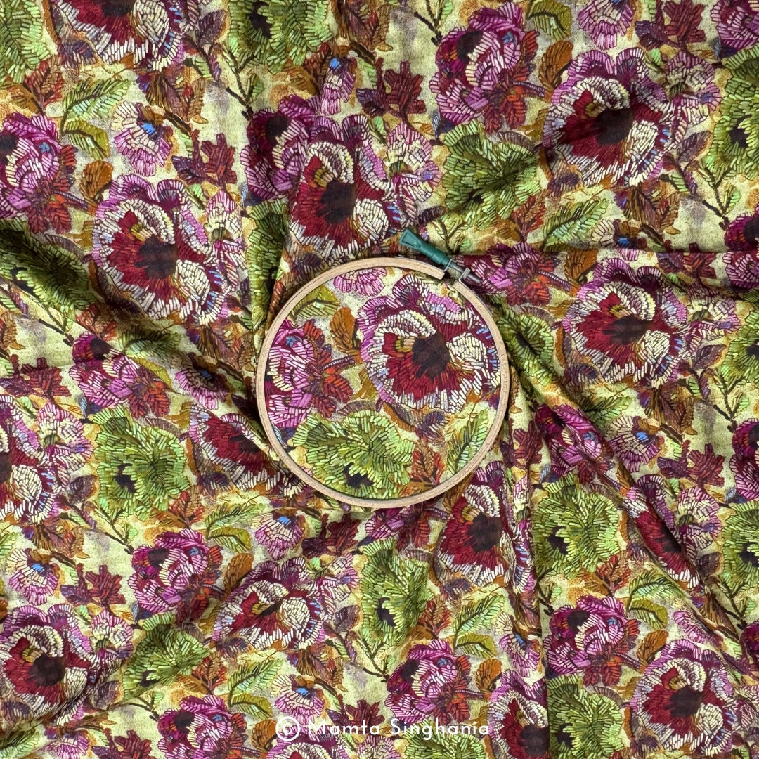 Floral Printed Malai Cotton Fabric