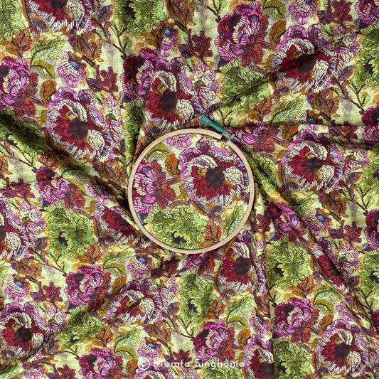Floral Printed Malai Cotton Fabric