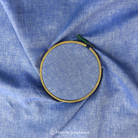 Melange Grey Blue Pure European Linen Fabric