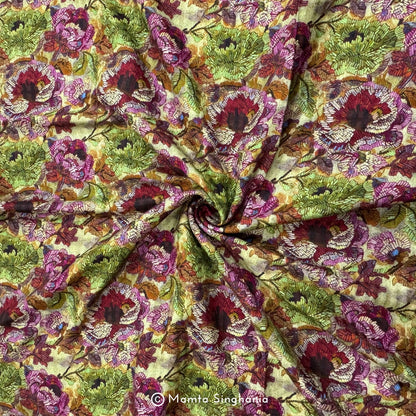 Floral Printed Malai Cotton Fabric