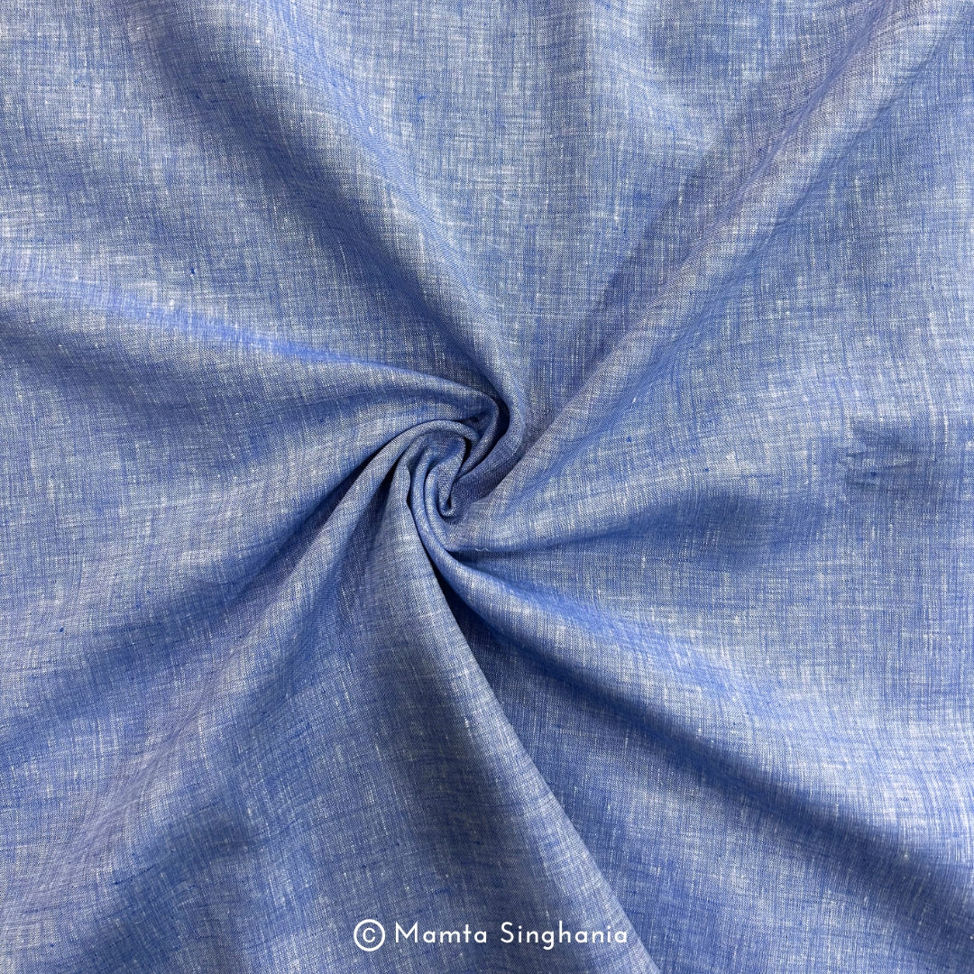 Melange Grey Blue Pure European Linen Fabric