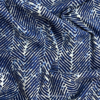 Blue Floral Printed Cotton Fabric