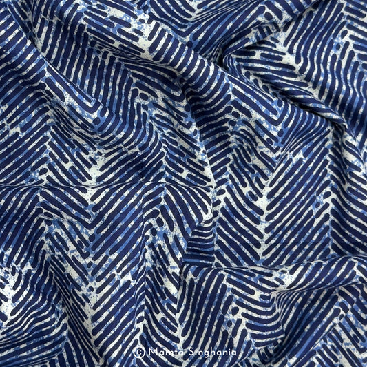 Blue Floral Printed Cotton Fabric