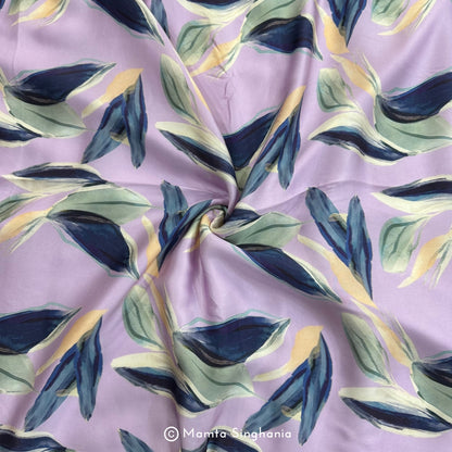 Lavender Leaf Printed Modal Satin