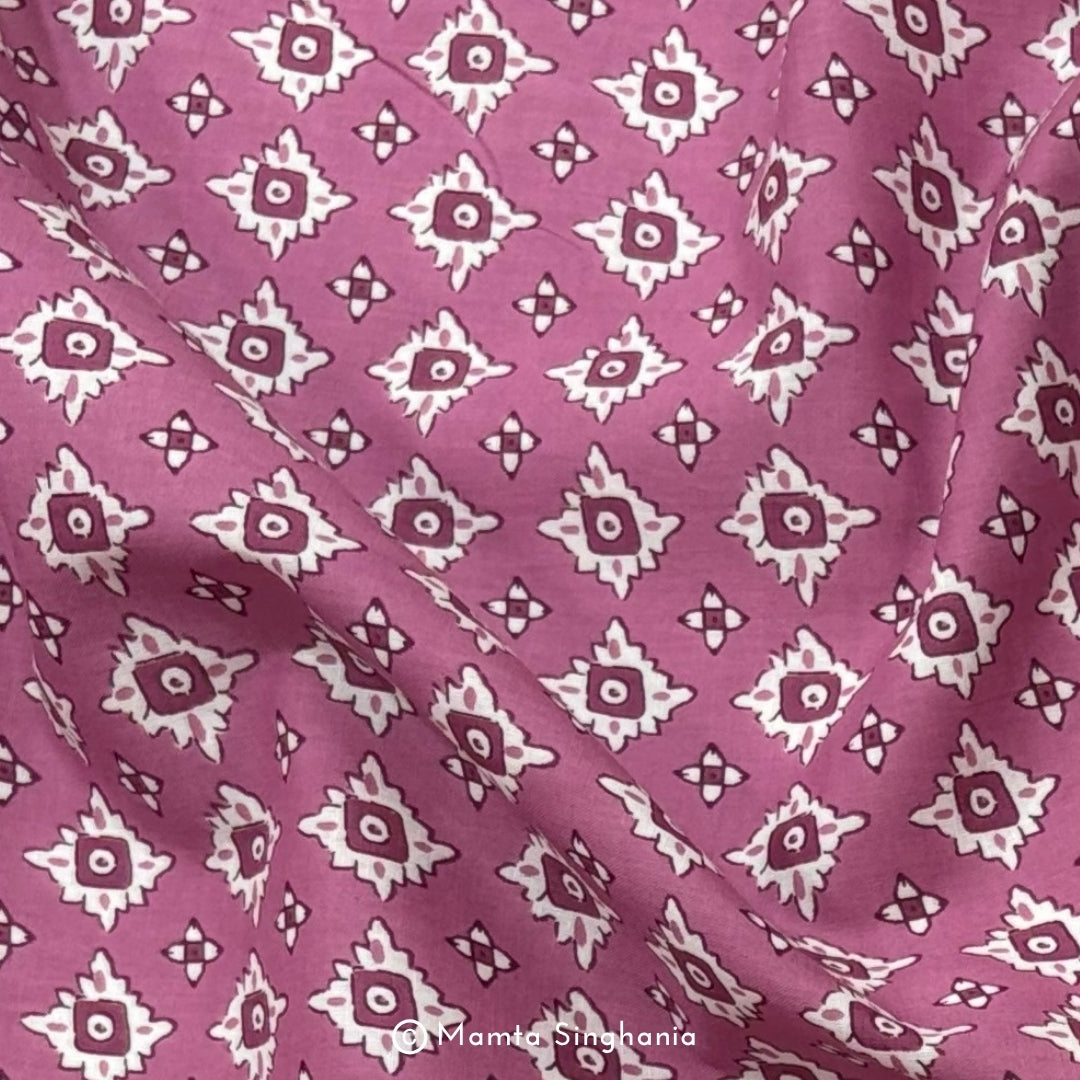 Onion Pink Abstract Printed Cotton Fabric