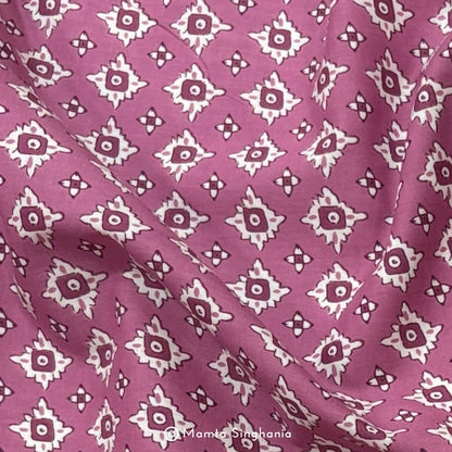 Onion Pink Abstract Printed Cotton Fabric