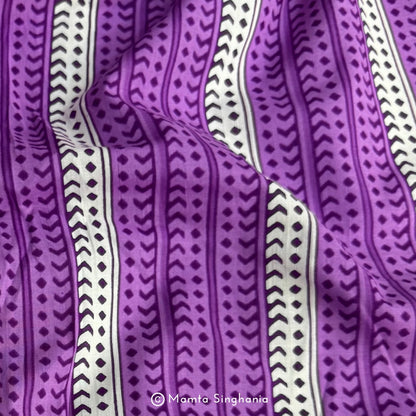 Purple Geometric Printed Cotton Fabric