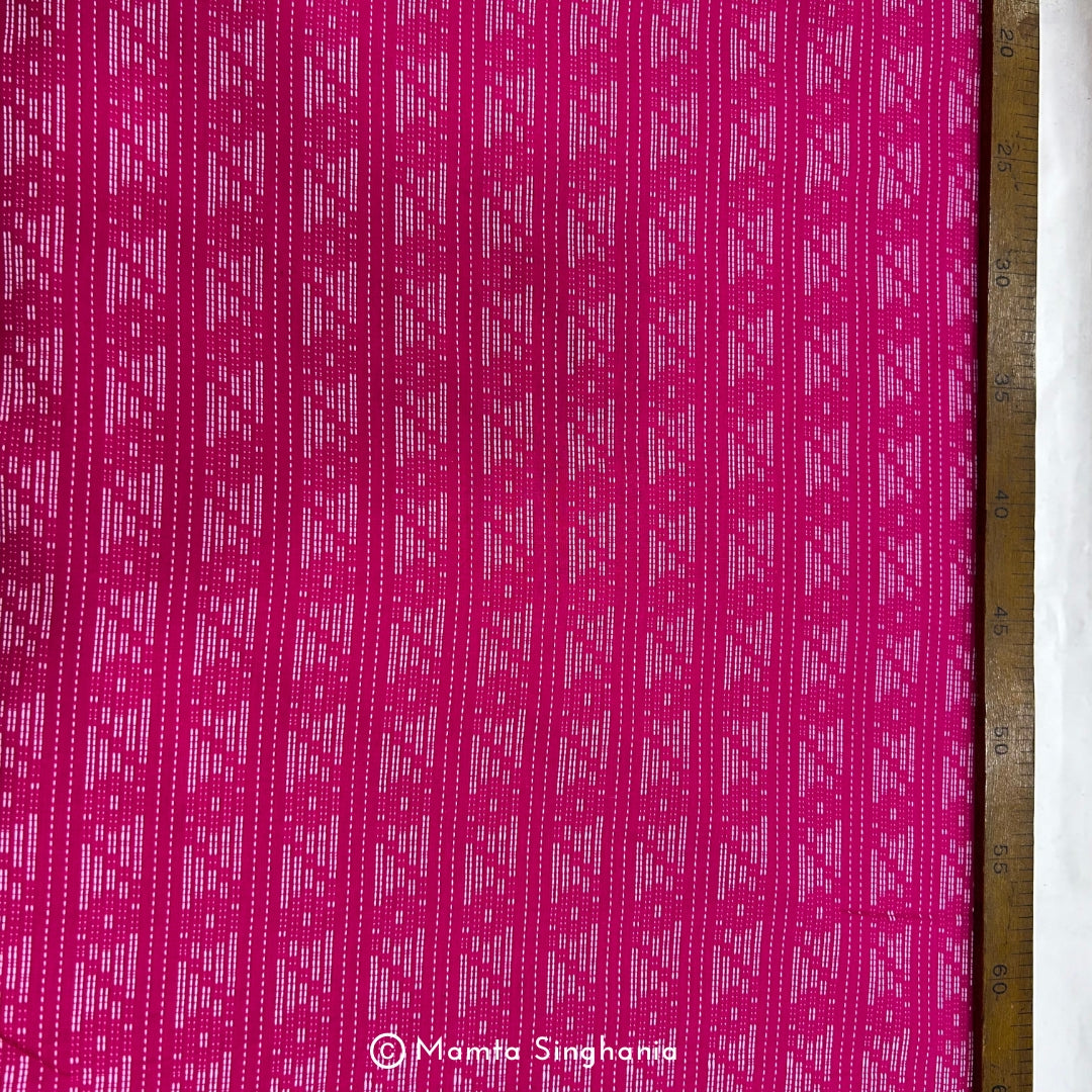 Magenta Stripes Handloom Cotton Fabric