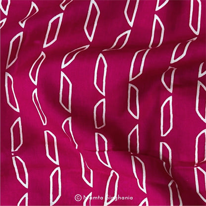 Rani Pink Abstract Printed Cotton Fabric