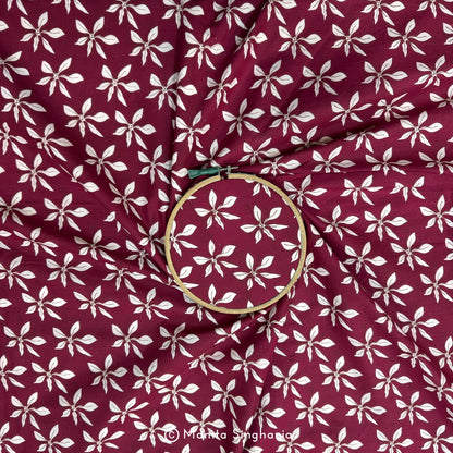 Maroon Floral Printed Cotton Fabric
