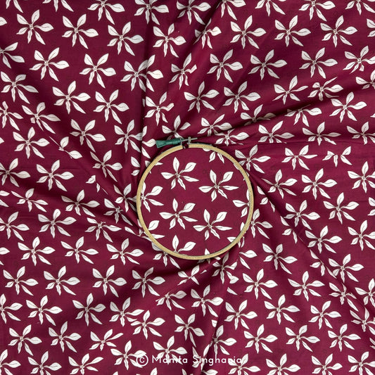 Maroon Floral Printed Cotton Fabric