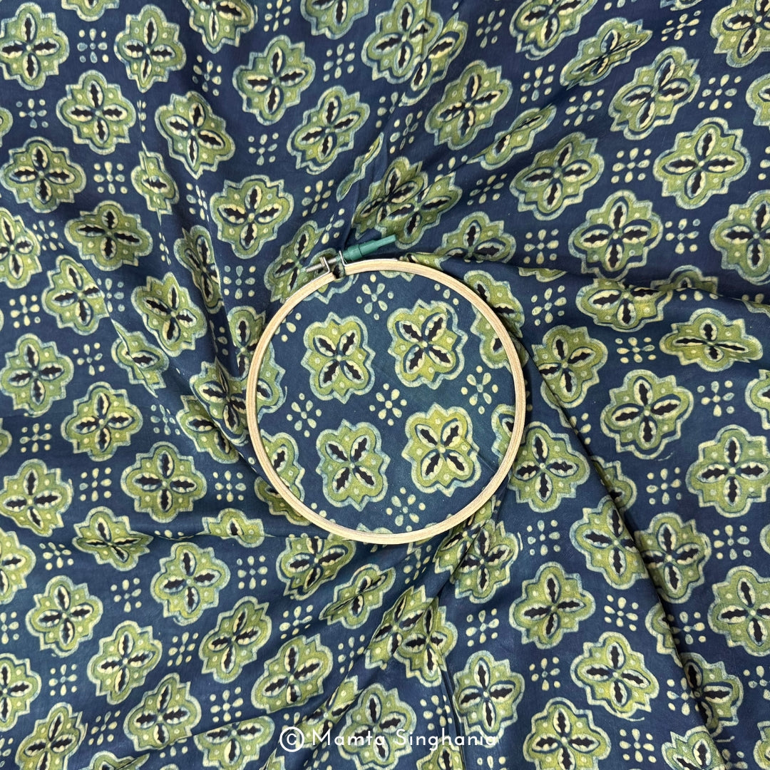 Green Abstract Printed Modal Satin